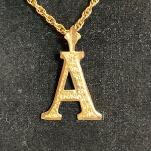 Vintage 1990s 10k Gold Initial A Pendant with Diamond Cutting Accents!